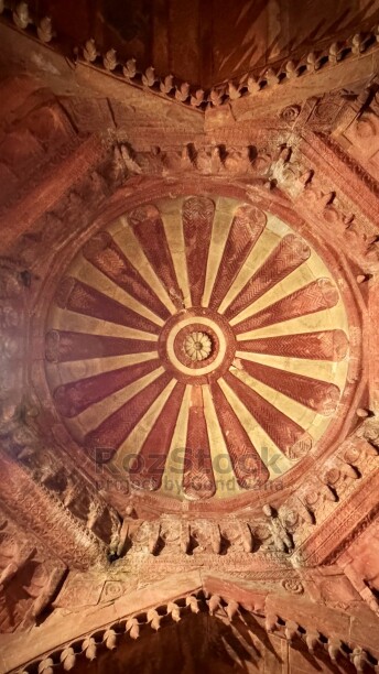 Agra Kalesi Jahangiri Mahal, taş oyma tavan, Babür mimarisi, geometrik süsleme
