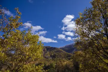 Dersim Pülümür Vadisi sonbahar ağaçları ve dağ manzarası