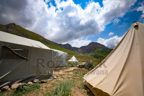 Dersim yaylalarında dağların arasında kurulan çadırlar, geleneksel yaylacılık yaşamını ve doğal güzellikleri yansıtıyor.