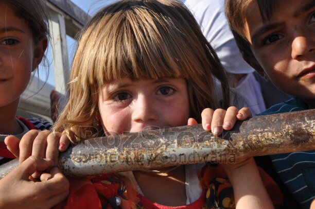 Şengal'de Daiş soykırımında kaçan Êzidî ailleler ve çocukları