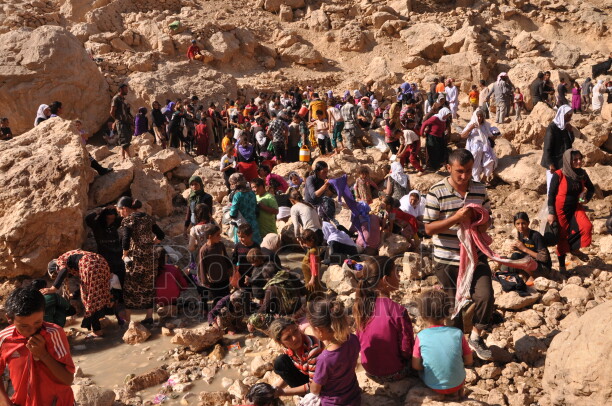 Şengal'de Daiş soykırımında kaçan Êzidî ailleler ve çocukları