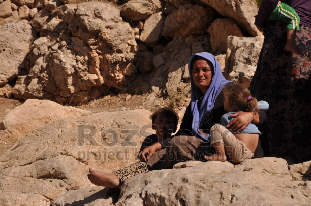 Şengal'de Daiş soykırımında kaçan Êzidî ailleler ve çocukları