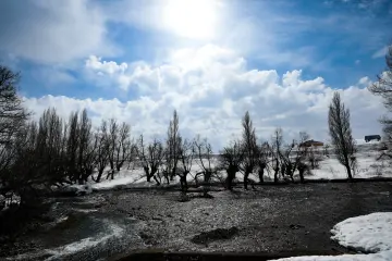 Munzur Gözeleri, karlı doğa, akan dere ve kış manzarası